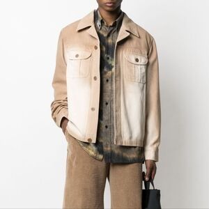 ACNE STUDIOS Mens Bleached Drop Shoulder Beige Denim Jacket Streetwear Size 48 M